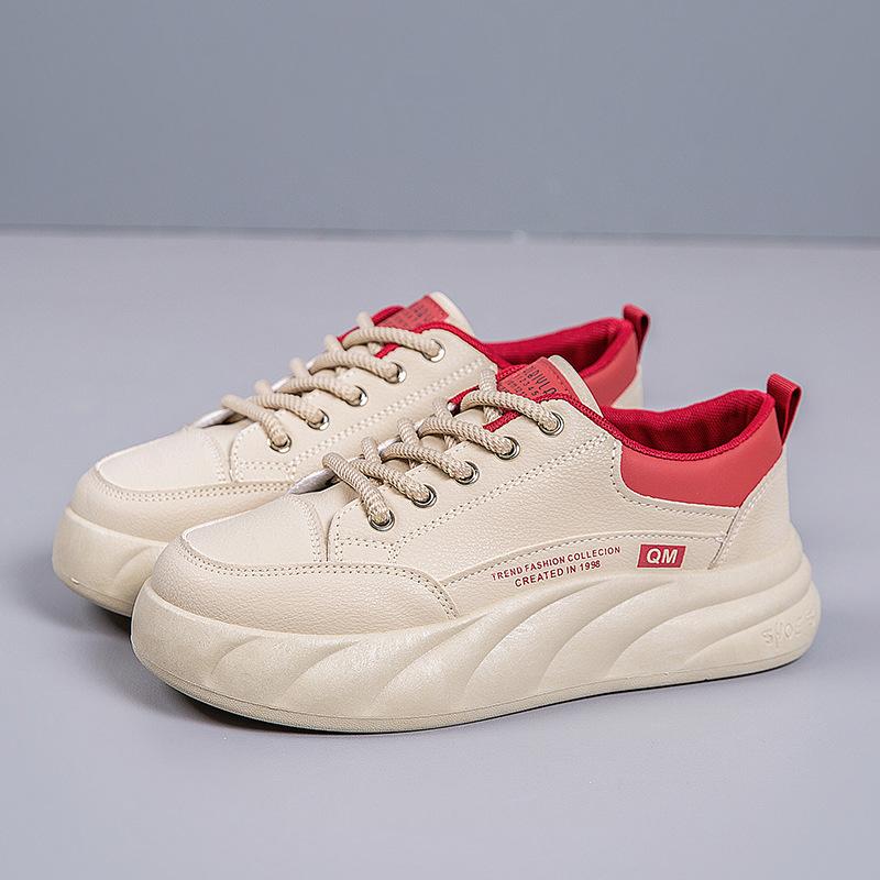 [Customized] New autumn versatile sports and leisure shoes women's wear-resistant thick baseplate shoes lightweight soft-soled white shoes