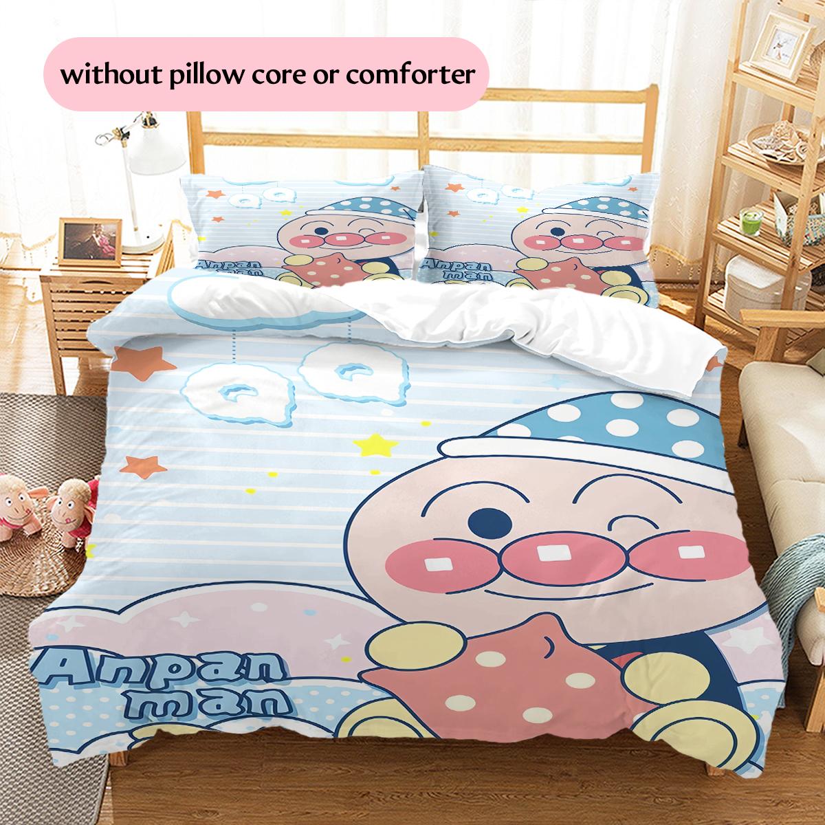 

Blue AnpanmanPattern Bedding Quilt Set Home Decoration Gift (1 * duvet cover + 2 * pillowcase without core) 135x200cm