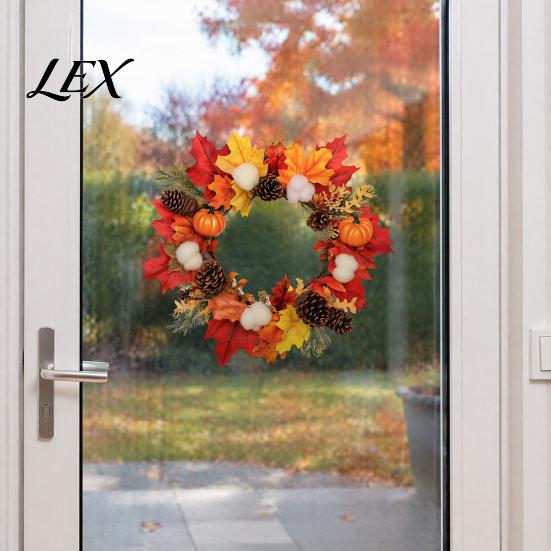 Seasonal Party Interior Ornament Thanksgiving Autumn Wall Decal, Maple Leaf Pinecone Pumpkin Harvest Window Sticker, Waterproof Outdoor Glass