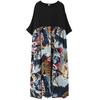Summer Literary Plus Size Loose Contrasting Color Large Swing Printed Short Sleeved Dress for Women