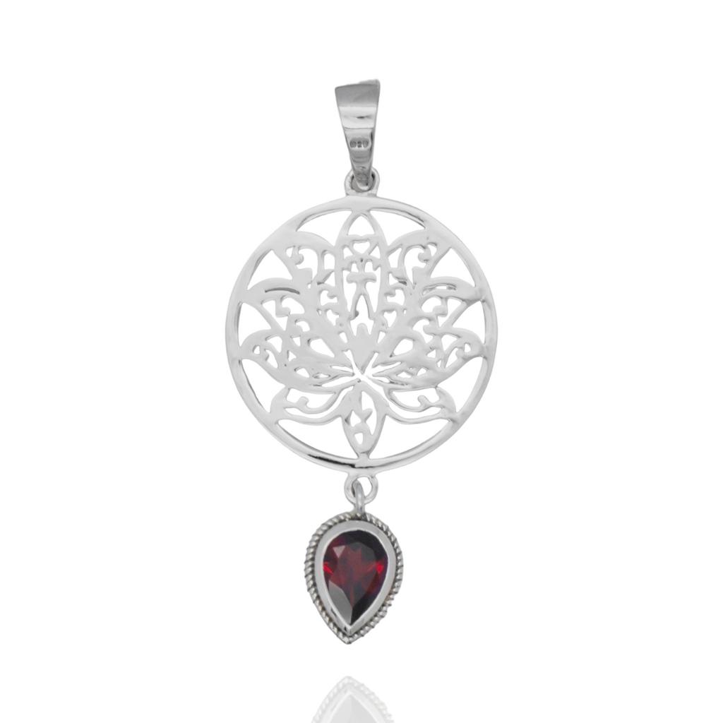 Natural Garnet Pendant: 925 Sterling Silver Designer Jewelry