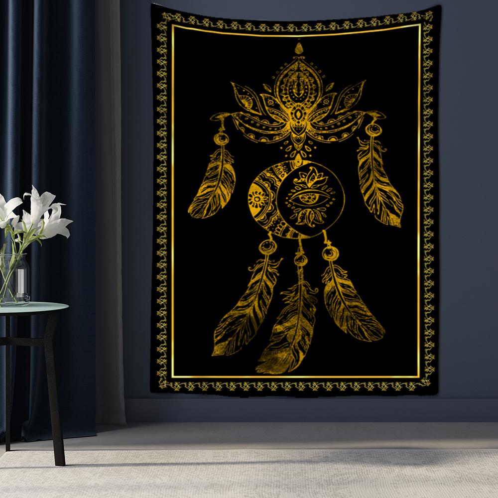 Feather  Wind Chimes Tapestry Mandala Style Wall Hanging Psychedelic Tapestry Wall Hanging Decor for Living Room Bedroom