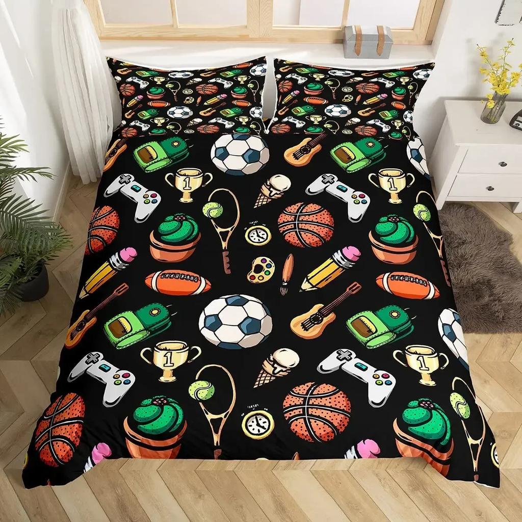 Tennis Ball Duvet Cover Set Sports Game Themed Bedding Set Twin Size for Kids Teens Adult Tennis Racket Ball Comforter Cover