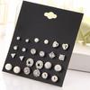 12 Pair/Set Imitation Pearl Heart Love Crown Triangle Stud Earring Lady Jewelry