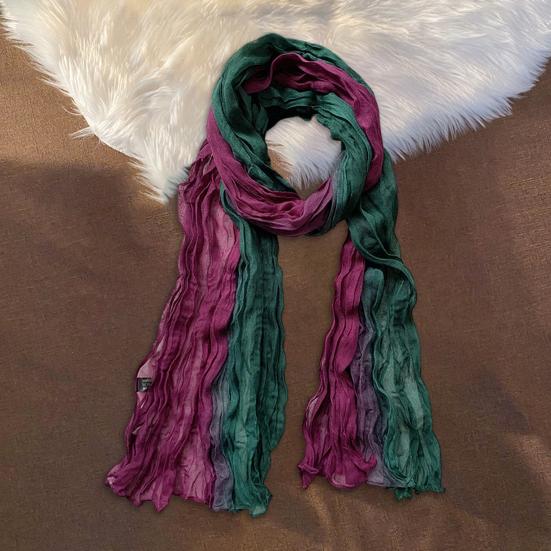 Scarf Shawl Two-Color Gradient Design Pleated Scarf Warm Neck Wrap Cold Weather Neck Warmer Fashion Accessories