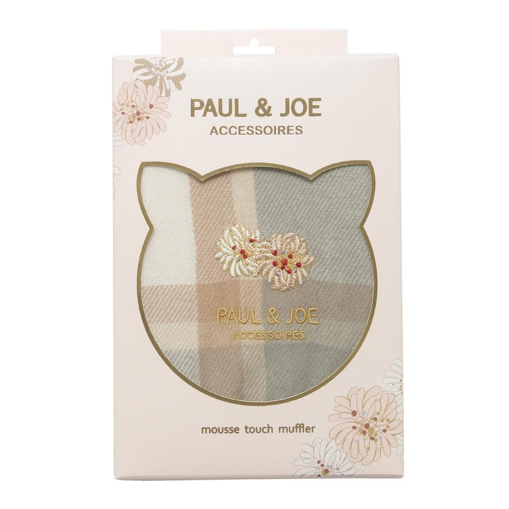 Paul Joe Moonbat Chrysanthemum Logo Embroidered Scarf with Branded Beige & (44585) Packaging,