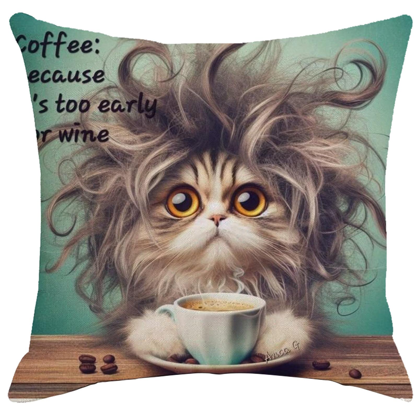 Cute Cat Ocean Printed Pillow Covers | Single-sided, Polyester, Machine Washable, Zipper Closure for Various Room Types 1pcs
