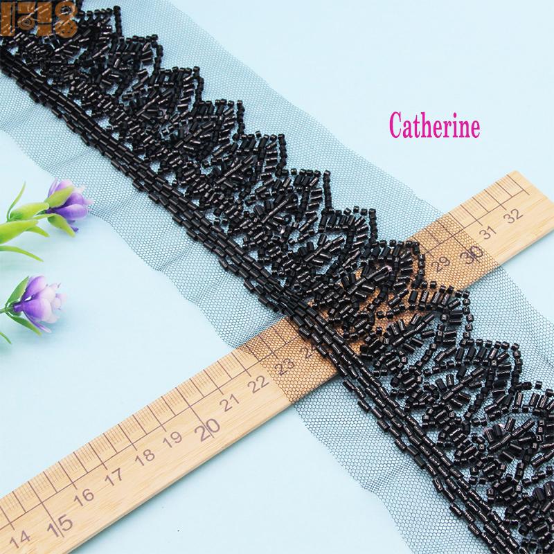 Gold Beaded Lace Ribbon Garment Sewing Accessories Trimmings for Clothing Dress Collar Cuff DIY Crafts Needlework Applique