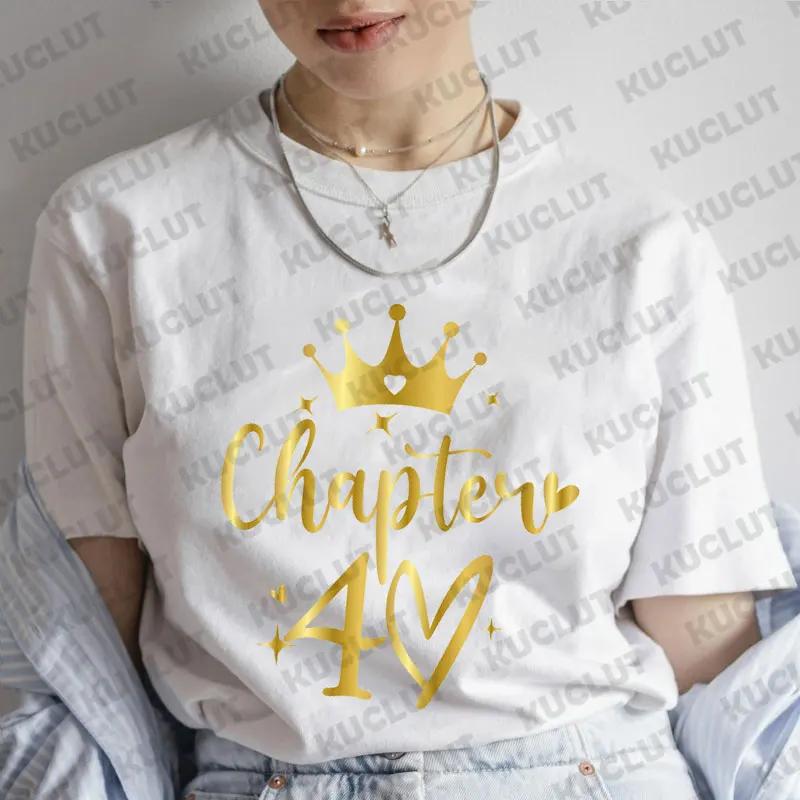 T-Shirt für Damen Kapitel 40. Geburtstag Crew Party Y2k Tops Grafik 40 Geburtstag Squad Kapitel T-Shirt Sommer Kurzarm Tees