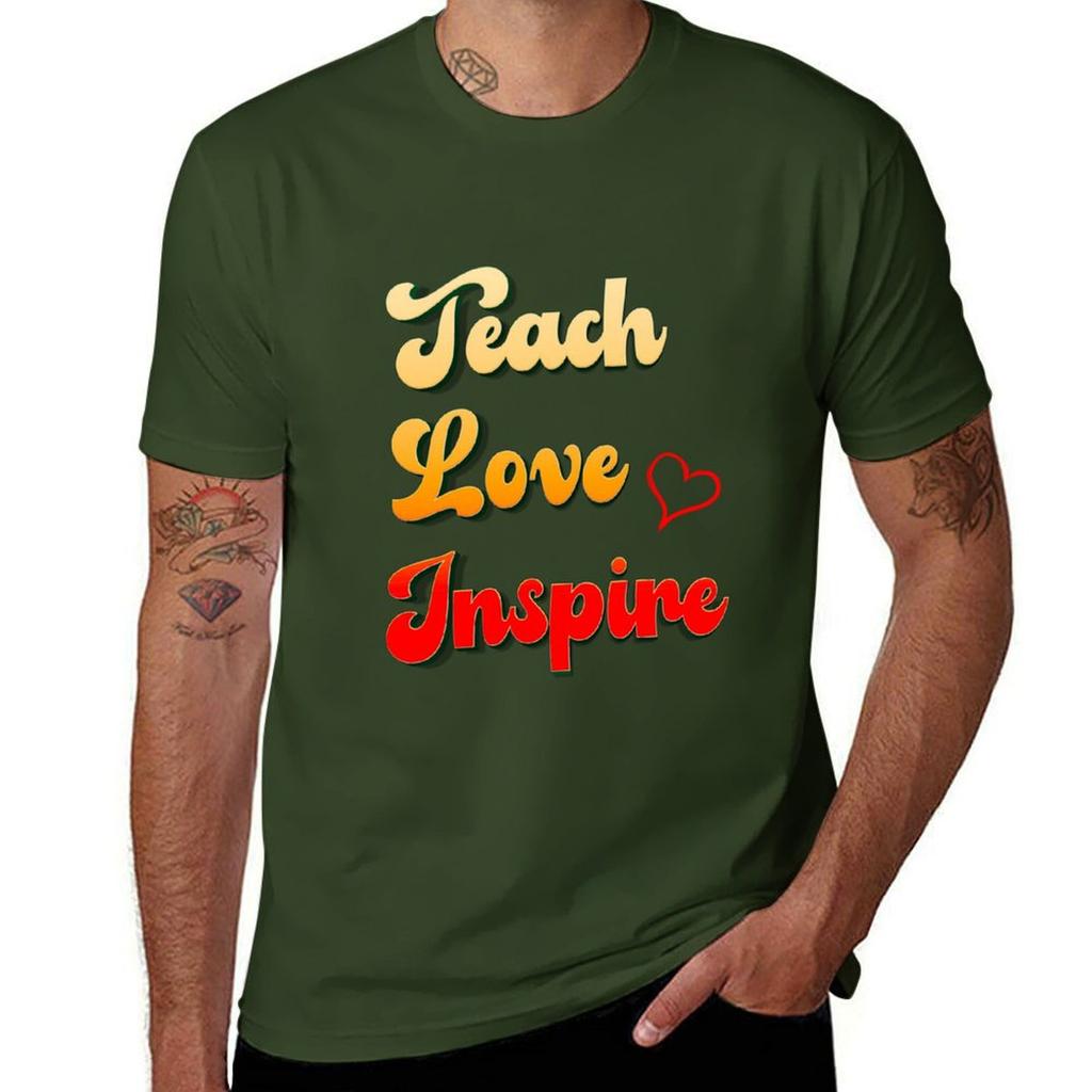 Teach Love Inspire Tshirt Blacks Hippie Clothes Customizeds Heavy Weight T Shirts for Men