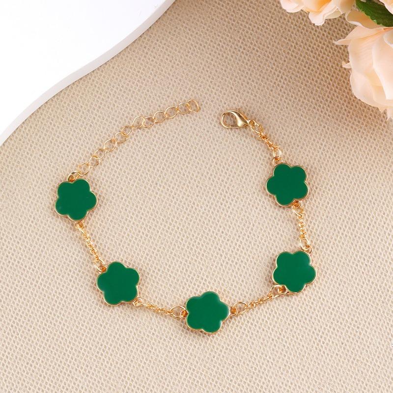 Korean Version Five-leaf Flower Lucky Stud Earrings Necklace Bracelet Bracelet Ring Set Five-petal Flower
