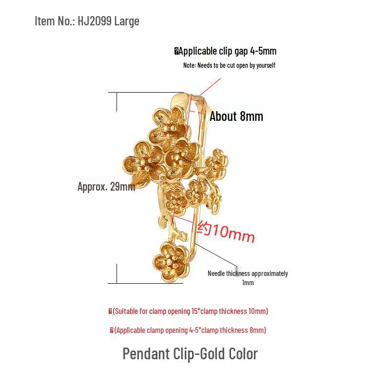 Women's Retro Plum Blossom Jadeite Pendant with Silver Bail Clip