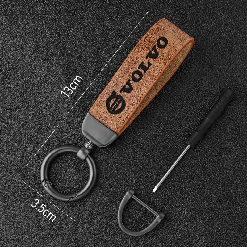 Car Leather Keychain Volvo Printed Metal Keychain Sticker For Volvo XC90 V90 V60 XC60 V40 EC40 EX40 S80 S60 S90 C40 XC40 V70 C30 WT6
