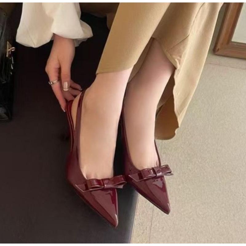 Fashion New Style Fashion Design Slingbacks Butterfly-knot Women Pumps Sexy Pointed Toe Thin Heels Stripper Party Shoes Large Size 35-43