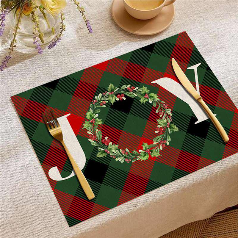 New Year Christmas Table Mat Print: Simple Home Tablecloth Placemat and Decoration