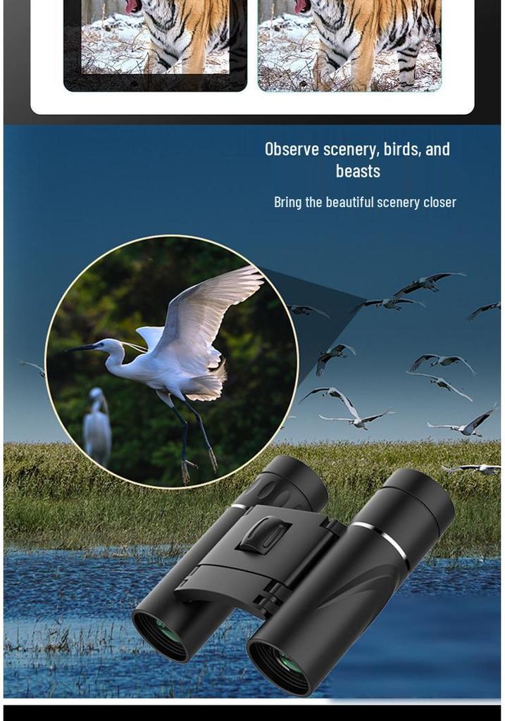 Portable HD High Magnification Outdoor Double Barrel Binoculars