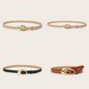 Simple Solid Color Gold Buckle Decoration Women Casual Belt For Autumn Outfit Enhancement