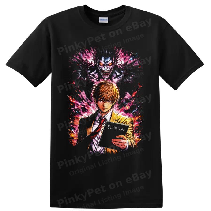 Death Note Light Yagami Ryuk Anime T Shirt w/ Neon Manga Art Graphic Tee Print