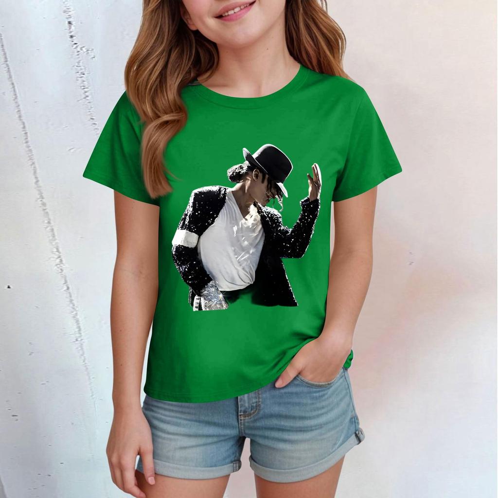 Kids Print Round Neck Short Sleeve Casual T-shirt