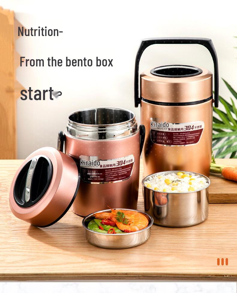 304 Stainless Steel Three-Layer Vacuum Insulated Bento Lunch Box