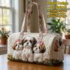 Shoulder Strap Quilted Duffle Bag Animals Pattern Large Capacity Travel Duffel Bag Tote Bags 3D Quilting Craft