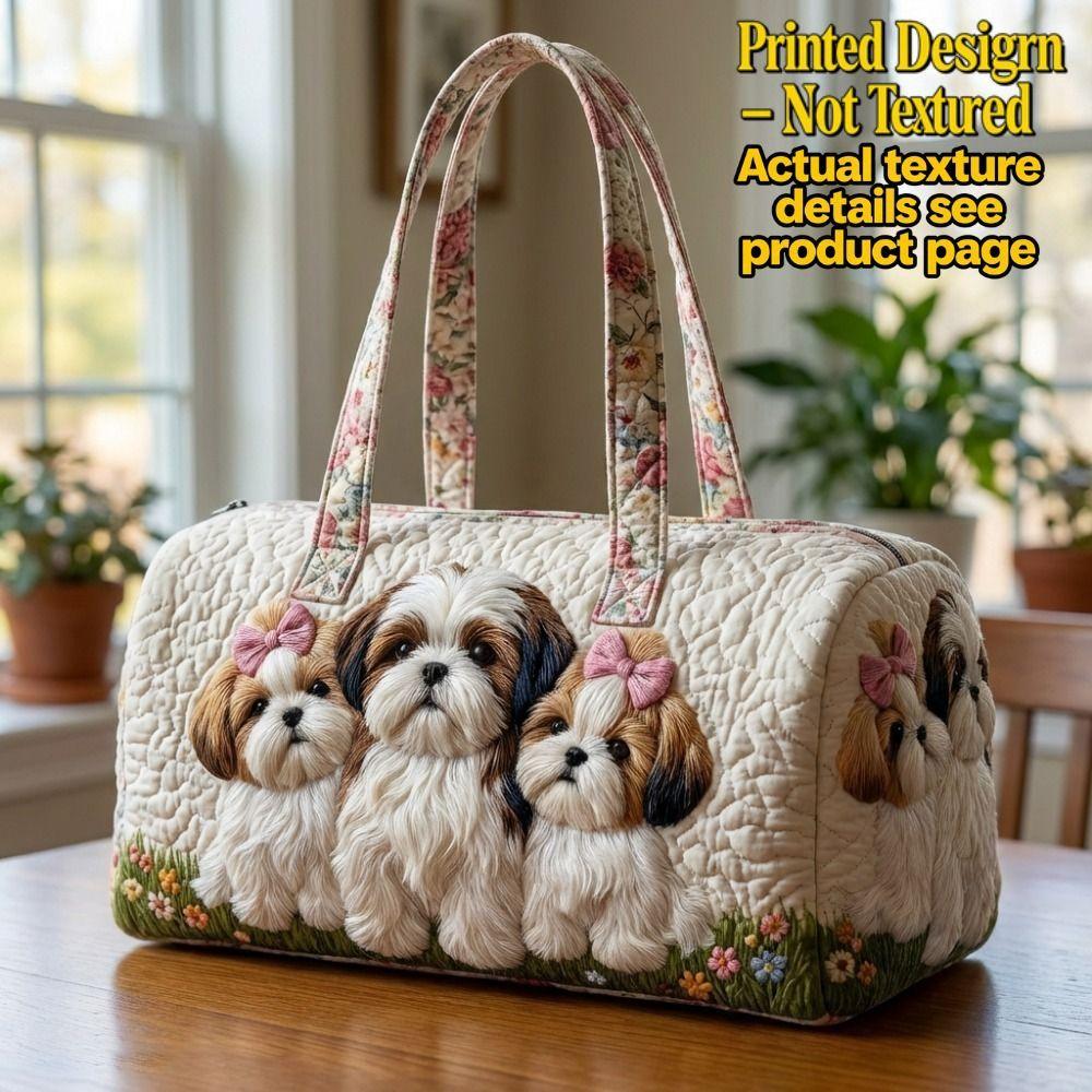 Shoulder Strap Quilted Duffle Bag Animals Pattern Large Capacity Travel Duffel Bag Tote Bags 3D Quilting Craft