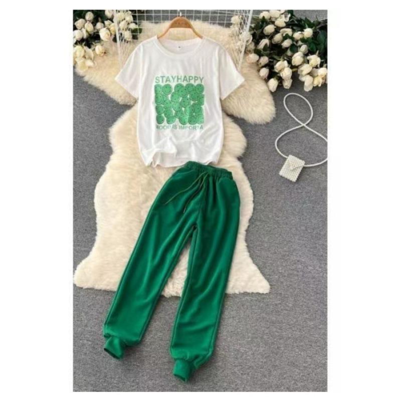 Summer Sportswear Suit for Women, Casual, Fashionable and Age-reducing Short-sleeved Two-piece Set