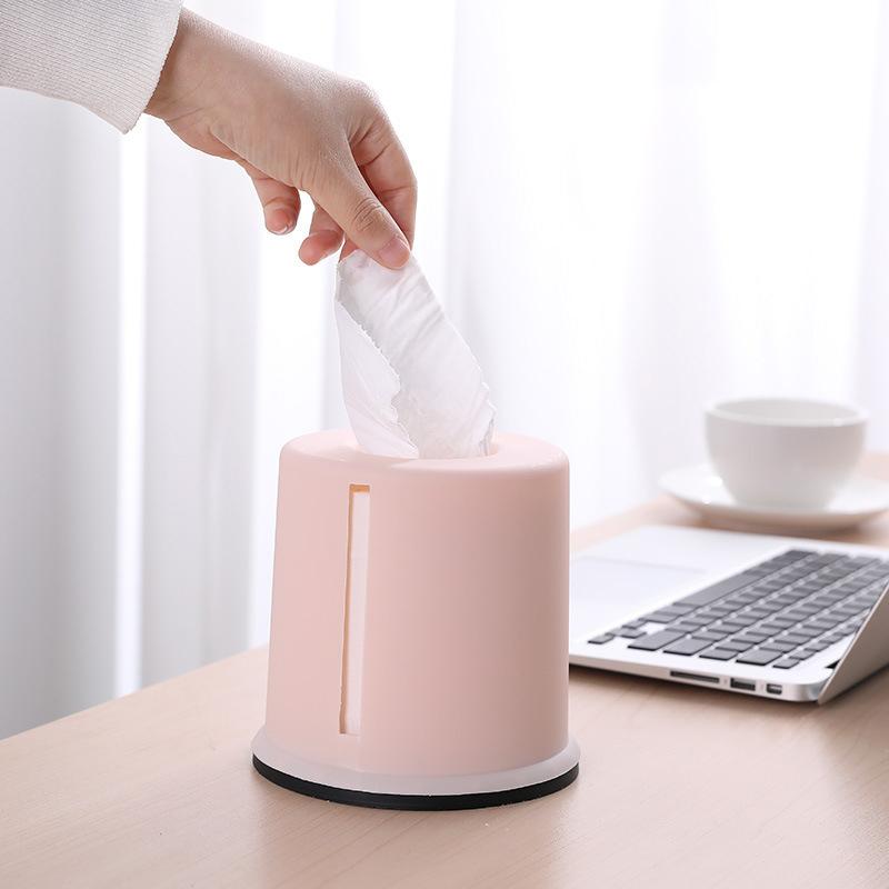 Round Plastic Tissue Box Multifunctional Sturdy Construction Dustproof Tissue Holder for Home Office Entryway Coffee Table Use