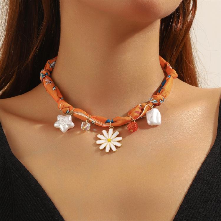 Multi Pendant Necklace Scarf Elegant Styling Option Soft Practical Polyester Ideal For Casual Or Prom Outfits