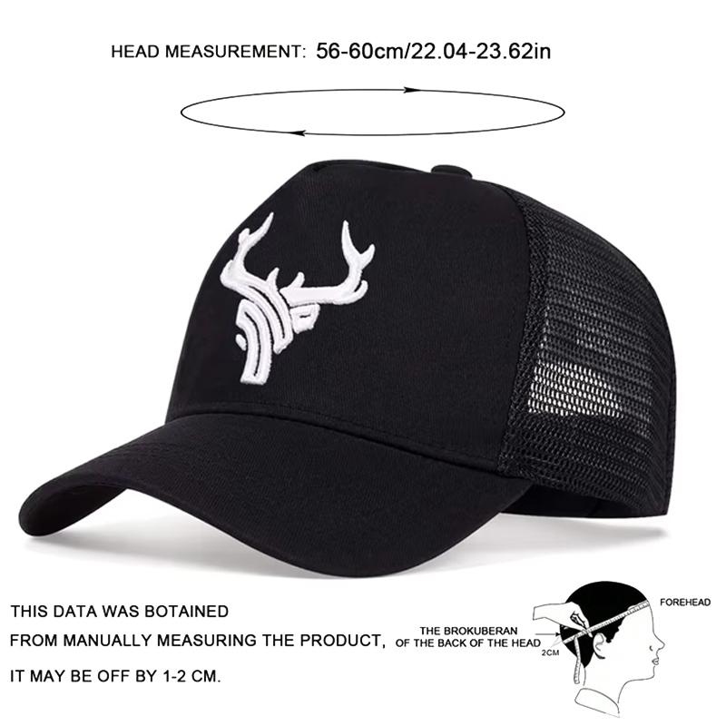Unisex Antler Embroidered Baseball Cap Men Women Summer breathable Mesh Caps Adjustable  Outdoor Casual Sunscreen Hat Dad Hats