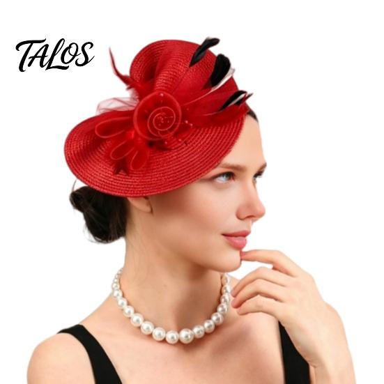 Zylinder mit starkem Clip, Fascinator-Hut mit Feder-Netzblumen-Dekor, Tanzkostüm Kopfschmuck für venezianische Karnevalsmaskeraden, Mottopartys, Bühne
