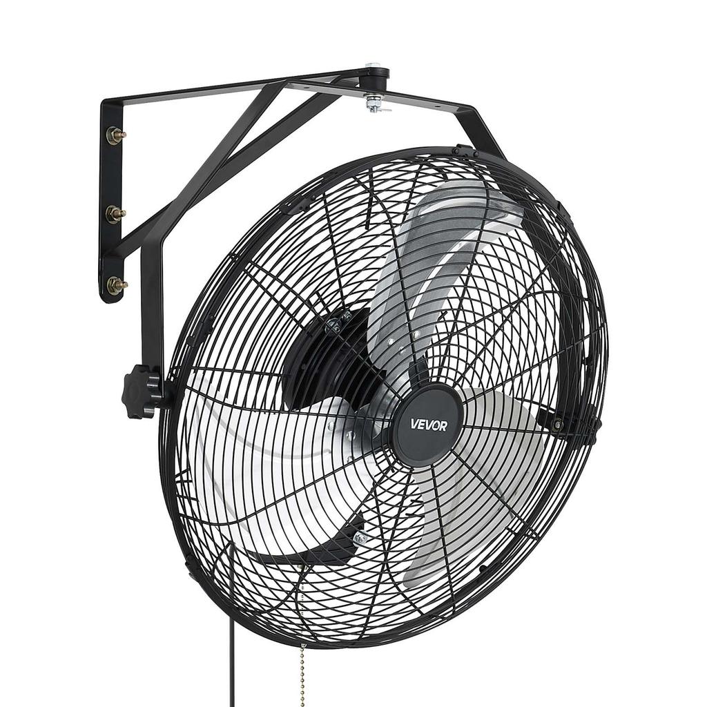 Wall Mount Fan, 450 mm Wall Mounted Hanging Fan with IP44-rated Protection, 3-Speed, Long Airflow Distance, Adjustable Rotation Angle, Powerful for