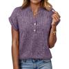 2026 Spring/Summer Casual Brushed Ribbed V-Neck Batwing Short-Sleeved Women's Top