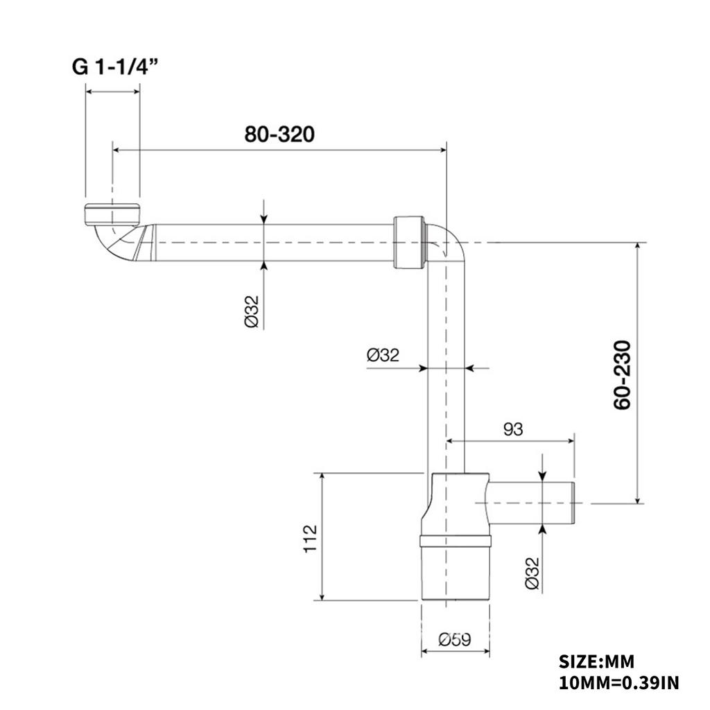 1-1/4inch Slip Inlet Drain Space Saving Sink Waste Trap Adjustable Washbasin Siphon Bathroom Basin Sink Waste Trap
