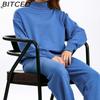 BITCED Fashionable High-neck Suit for Autumn and Winter In Solid Colors Is Versatile and Can Be Worn with A Two-piece Knitted Top and Casual Pants