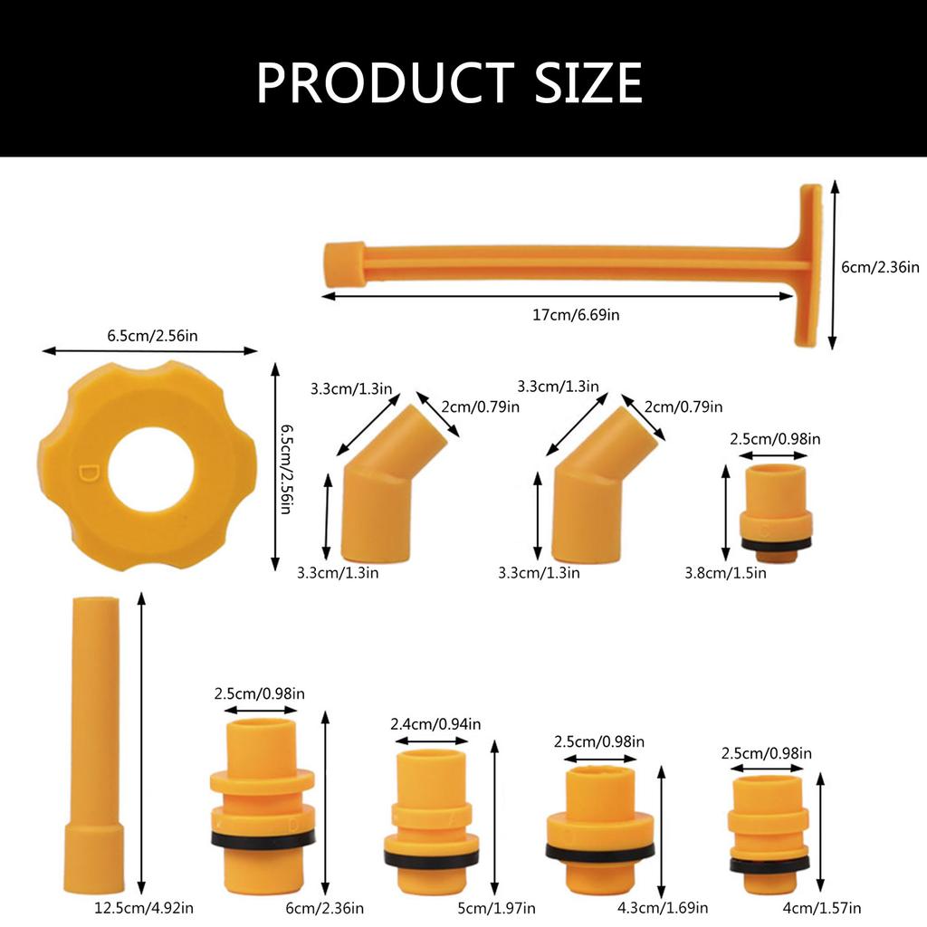 12Pc Automotive Coolant Filling Funnel Spout Set Ensures No Spills During Refills with ABS Plastic for Various Vehicles