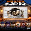 Pongee Fabric Halloween Garage Decoration, Full Skeleton Brick Wall Artwork for Parties and Community Displays