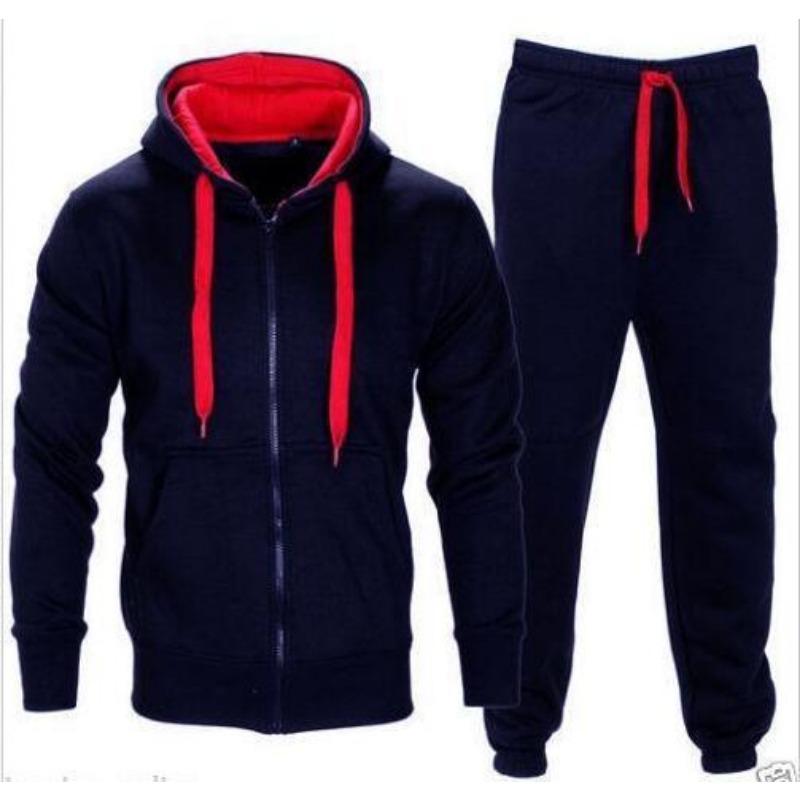 Fashion Clothes Mens Full Zipper Hoodie Sweatpants Set Casual 2 Pieces Tracksuits Fashion Running Sweat Suits