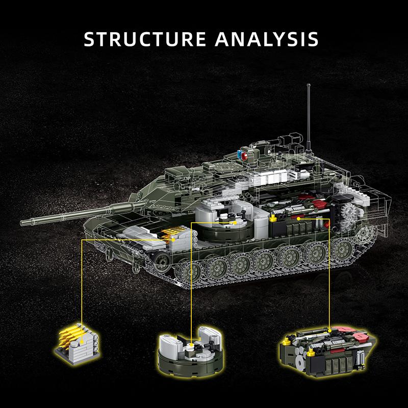 2306PCS Leopard 2A8 Tank Building Blocks Military Model Ornaments Assembly Armored Vehicle Bricks Toys Kit Boys Kids Adult Gifts