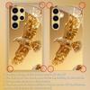 Diamond Golden Eagle Pattern Gold Glass Phone Case Suitable for Samsung Galaxy S26 S25 S24 S22 S21 S20 FE/Ultra/Plus Anti Drop