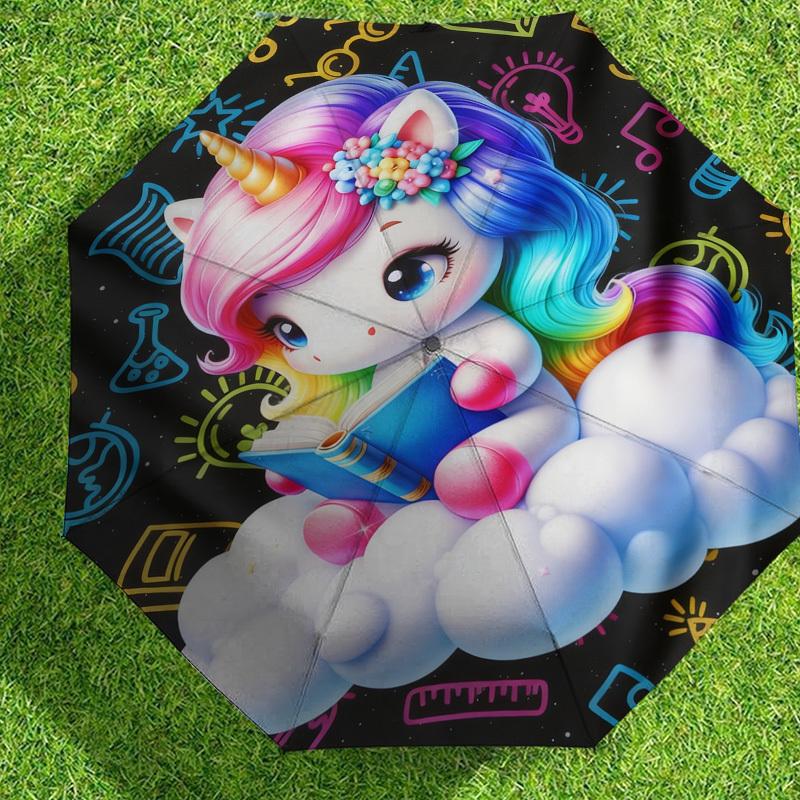 1pc Unicorn Cloud Pattern Umbrella Design Automatic Opening and Closing Umbrella, High-quality Travel Umbrella, c1128030