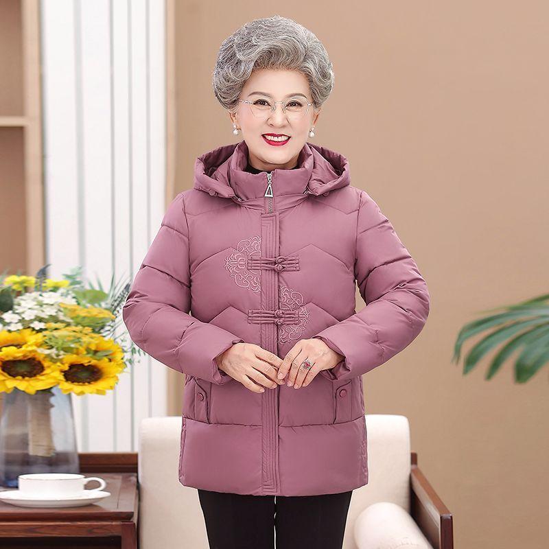 Middle-aged and Elderly Women's Winter Cotton-padded Coat Plus Velvet and Thickened Large Size Elderly Winter Cotton Clothes