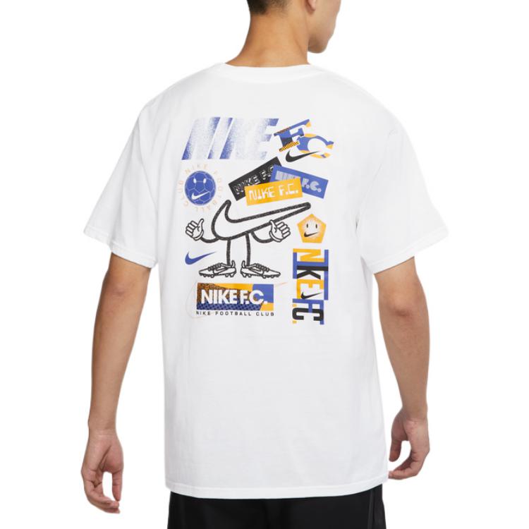Nike Graphic Print Crew Neck Short Sleeve Football T-Shirt Men Tops White DH7463-100