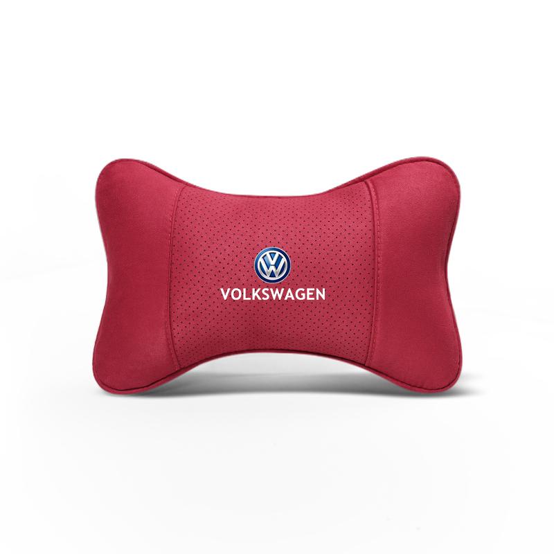 Car Headrest Suede Pillow Seat Memory Foam Accessories Valve Cap For VW Golf Amarok T5 Phaeton Teramont ID3 Tiguan T-Cross Passa Ze8