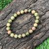 8mm Unakite Jasper Gemstone Beads Bracelet 7.5" Handmade Beads Jewelry Daily-Wear Stretch Bracelet For Gift RBB-8