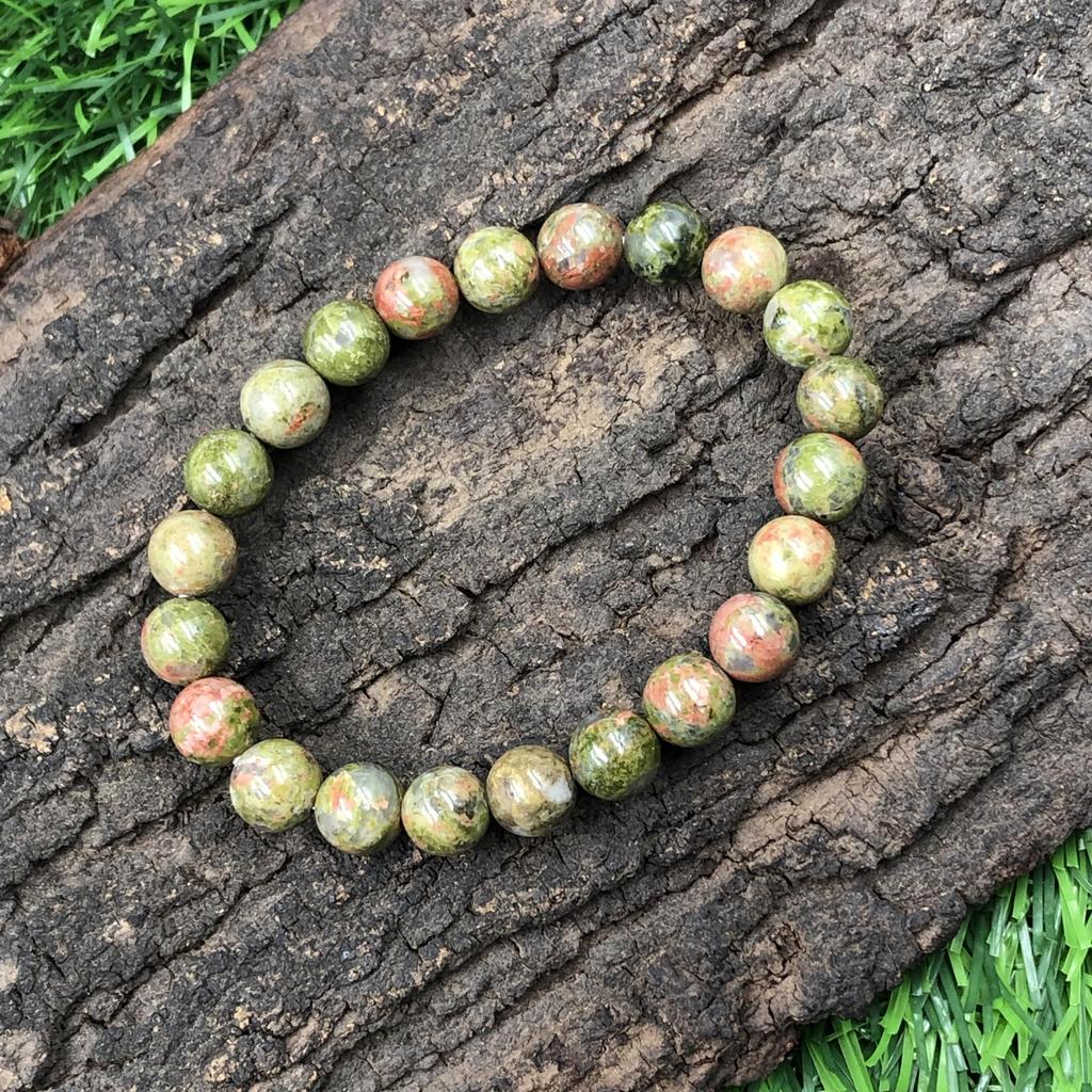 8mm Unakite Jasper Gemstone Beads Bracelet 7.5" Handmade Beads Jewelry Daily-Wear Stretch Bracelet For Gift RBB-8