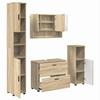Bathroom Furniture Set 4 Pcs Sonoma Oak Plywood and Metal