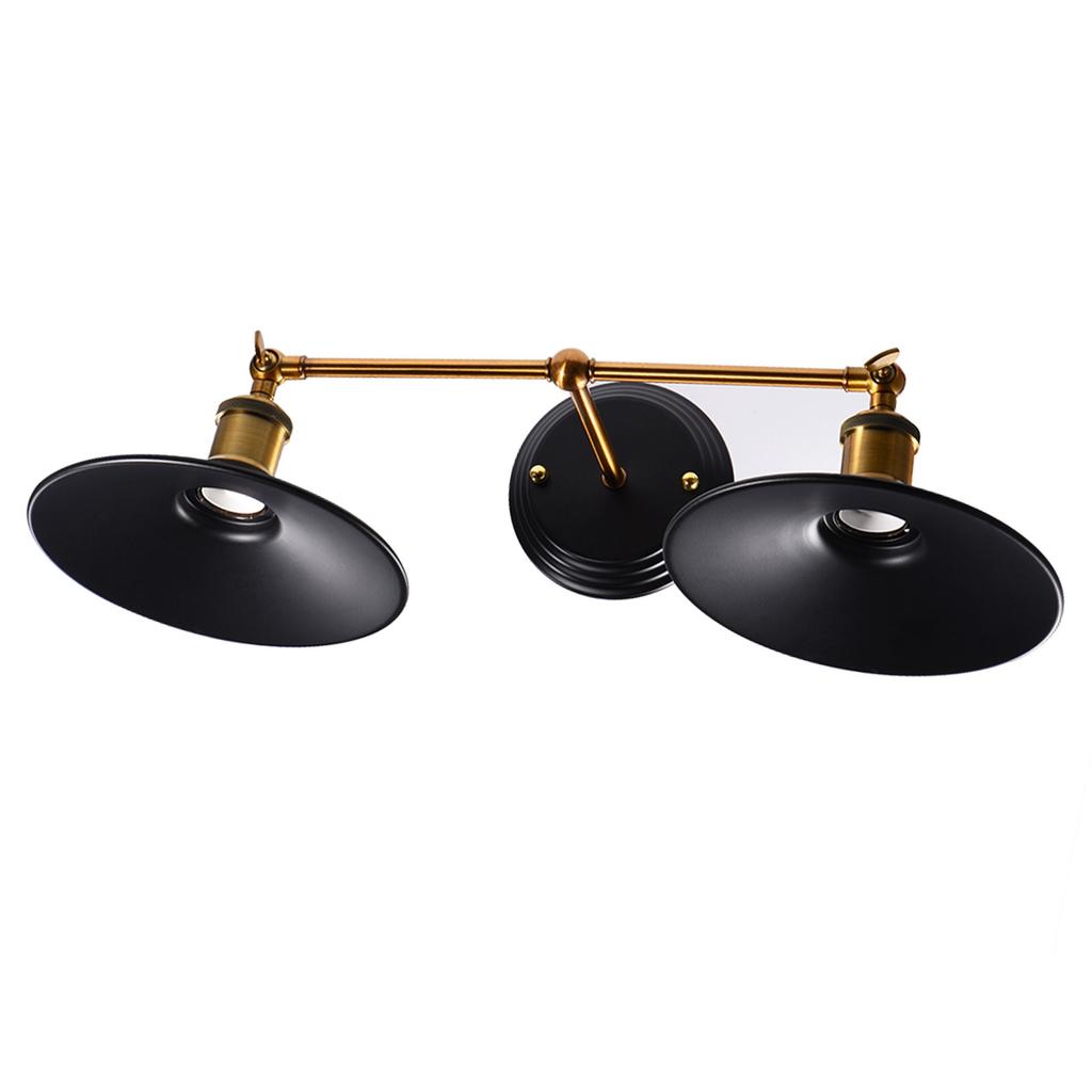 Vintage Industrial E27 Wall Light Lamp Holder with Lampshade for Home Hotel Decor (Double Head)