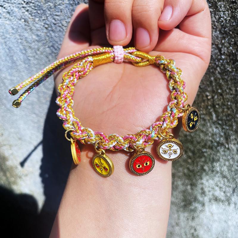 

Тибетская Тханка Пять Богов Богатства Регулируемый Браслет