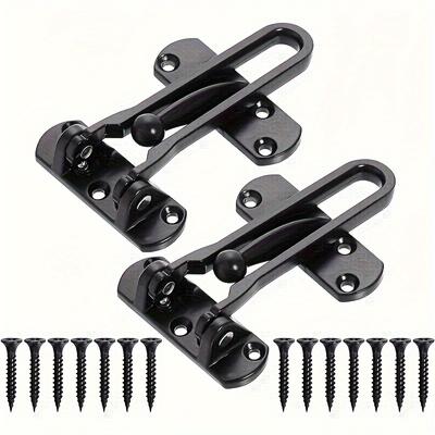 2pcs Home Security Door Lock Pulls, Home Reinforced Lock for Swinging Doors, Thickened Solid Stainless Steel, for Bathroom, Garage, with Screws